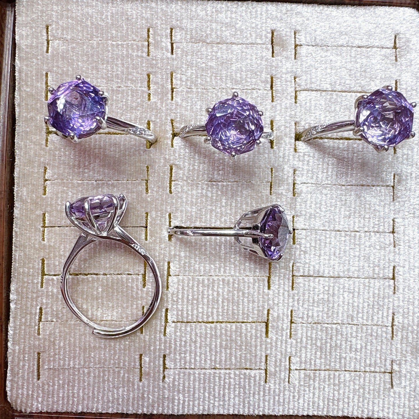 925 Silver Faceted Peridot Amethyst Ring Crystal Healing Bulk Wholesale