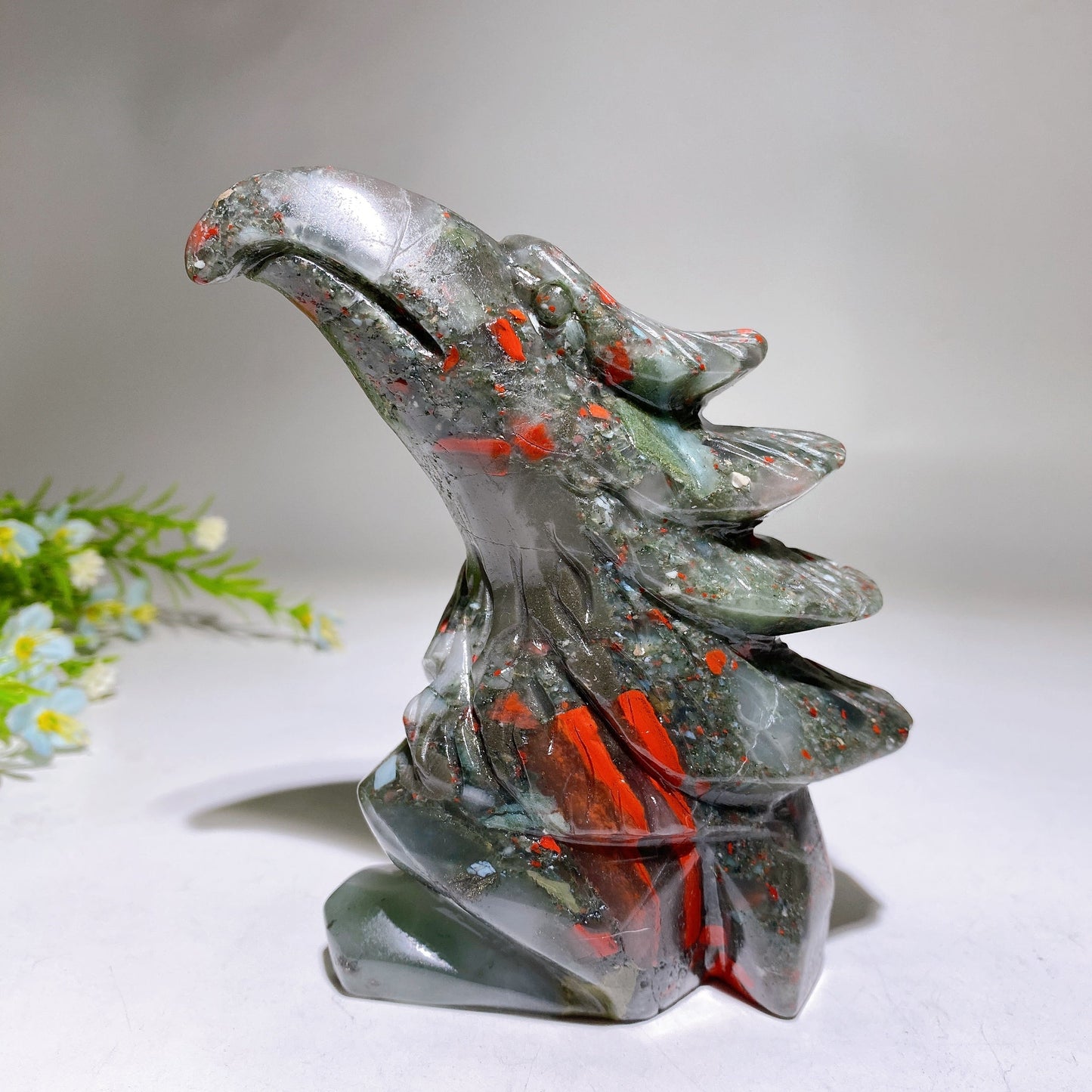 4.8" Africa Blood Stone Eagle Head Carving Crystal Healing Bulk Wholesale