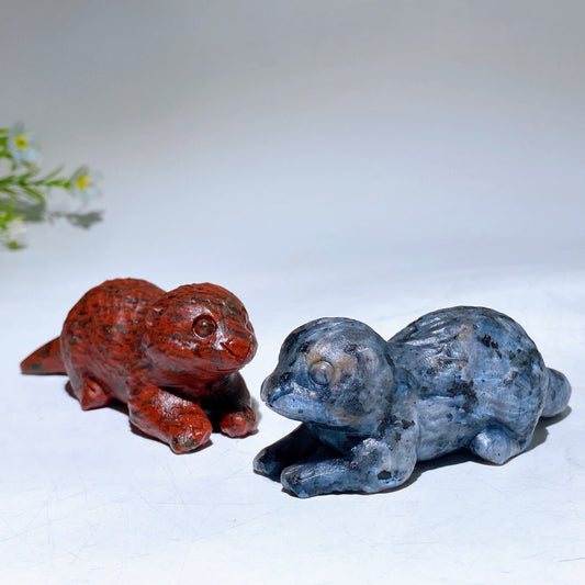 3.5" Natural Gemstone Crystal Beaver Carving For Gift & Display Wholesale