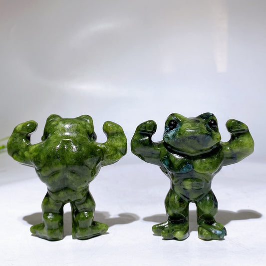 2.8" Natural Serpentine Musle Frog Carving Crystal Wholesale