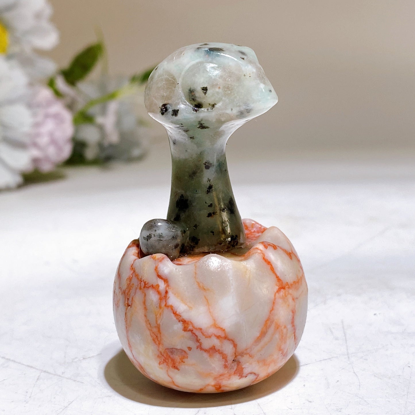 2.6" Crystal Baby Dinosaur White Jade Shell Carving Crystal Healing Bulk Wholesale