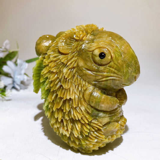 3.8" Lemon Jade Hedgehog Carving Crystal Healing Bulk Wholesale