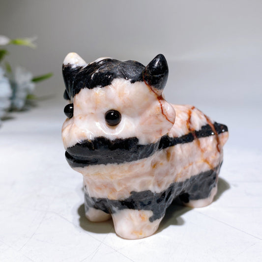 3.0" Pink Zebra Jasper Cattle Carving Crystal Healing Bulk Wholesale