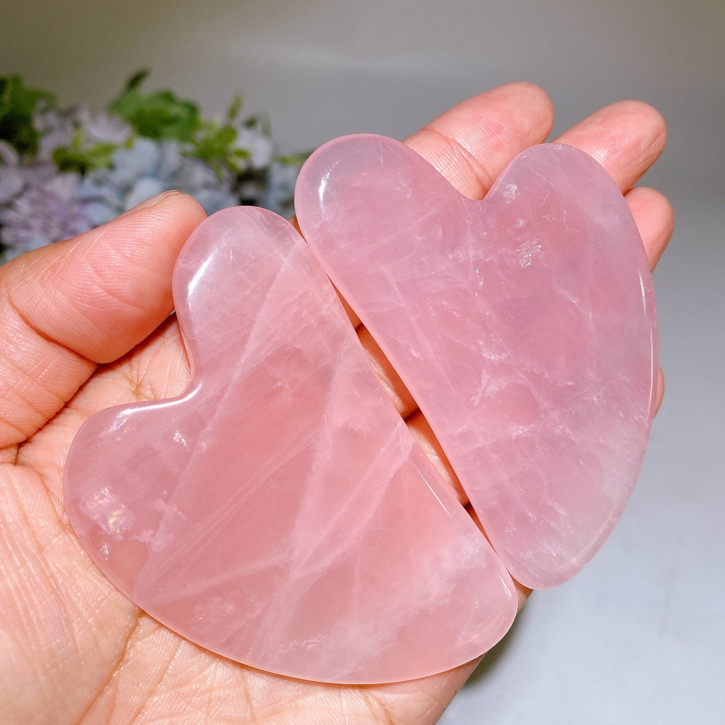 3.1" Rose Quartz Guasha Board Carving Crystal Healing Bulk Wholesale