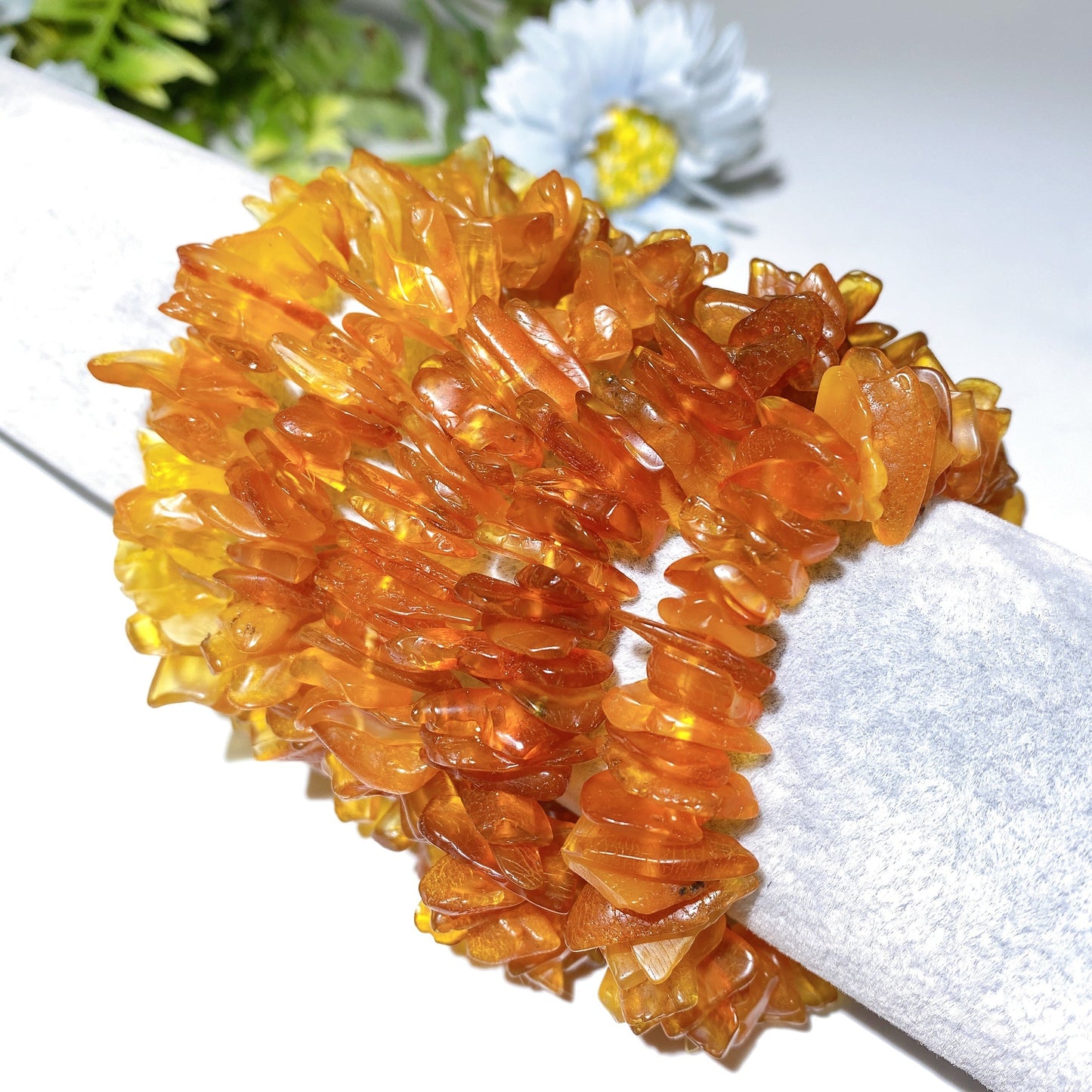 14-16mm Amber Chips Bracelet Crystal Healing Bulk Wholesale