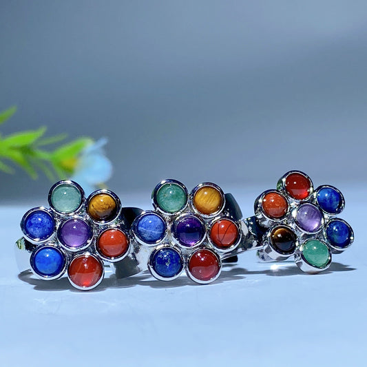 Adjustable Chakra Crystal Flower Ring Crystal Healing Bulk Wholesale