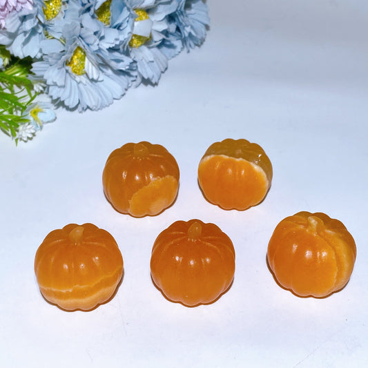 1.4" Orange Calcite Pumpkin Carving Crystal Healing Bulk Wholesale