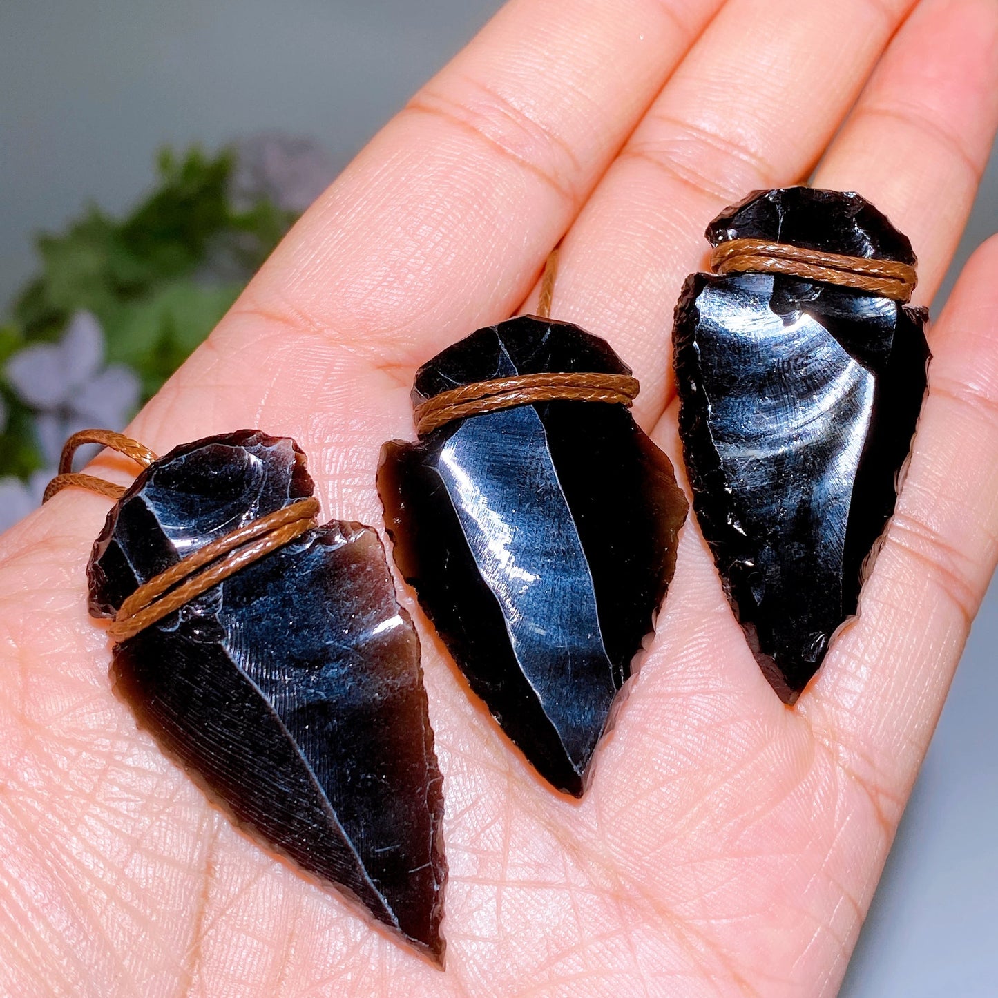 Raw Black Obsidian Pendant with Rope Necklace Crystal Healing Bulk Wholesale