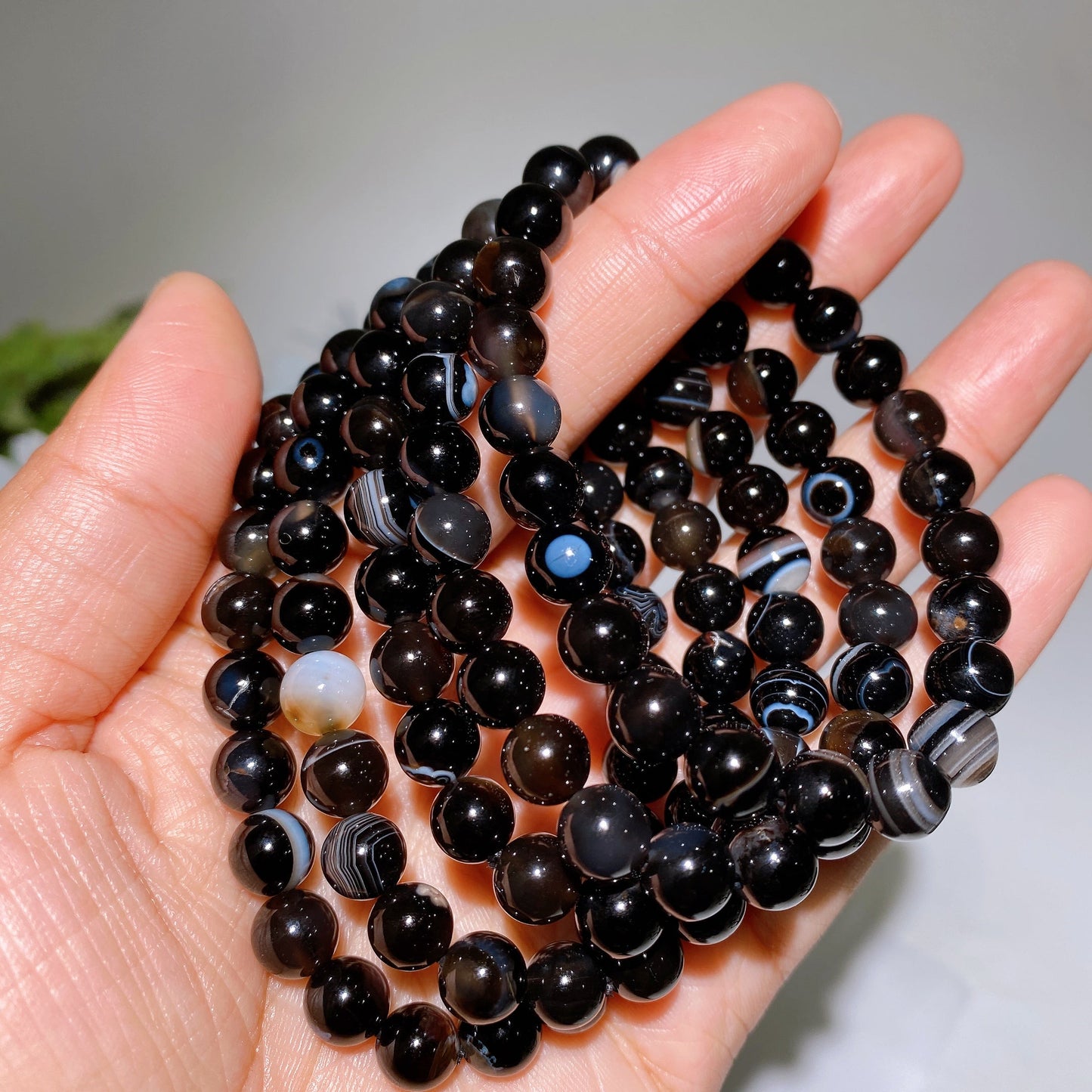 8mm Black Agate Bracelet Crystal Healing Bulk Wholesale