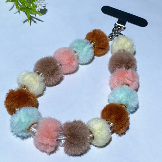 15cm Crystal with Colorful Pompon Phone Hanging Ornament Crystal Healing Bulk Wholesale