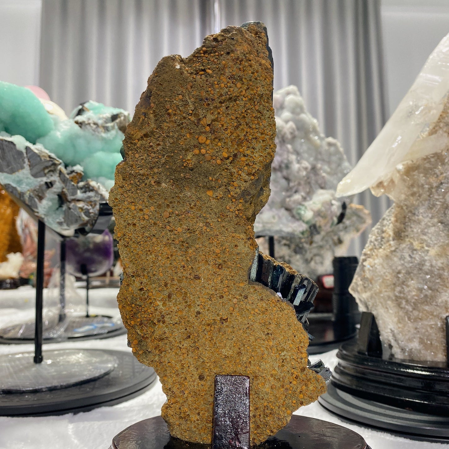 Rare Raw Vivianite Stick Specimen with Wooden Stand Crystal Healing