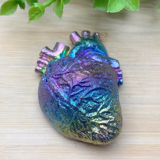 2.5" Aura Bismuth Heart Carvings Bulk Wholesale