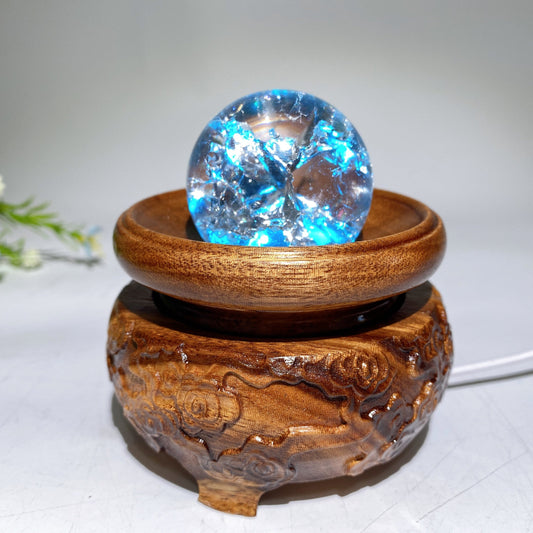 7-9cm Wooden Lamp Rotatable Stand with USB Crystal Healing Bulk Wholesale
