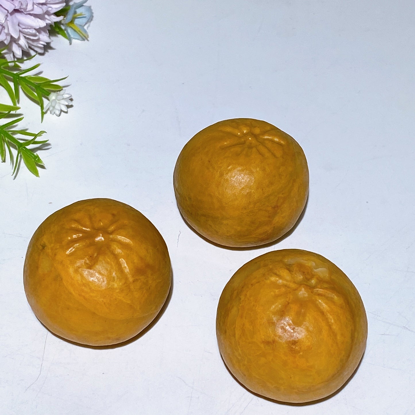 1.8" Yellow Jade Orange Fruit Carving Crystal Healing Bulk Wholesale