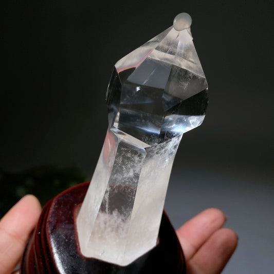 12-20cm Clear Quartz Wand with Wooden Stand Crystal Healing Bulk Wholesale