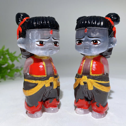 4.0" Selenite Nezha with Printing Crystal Healing Bulk Wholesale