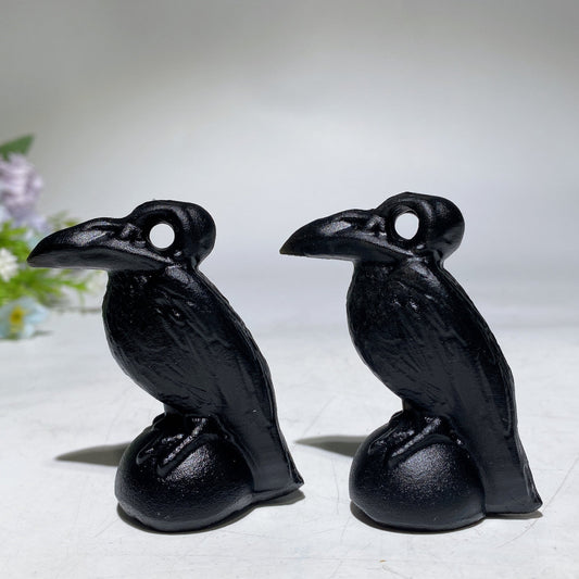 2.4" Black Obsidian Raven Carving Crystal Healing Bulk Wholesale
