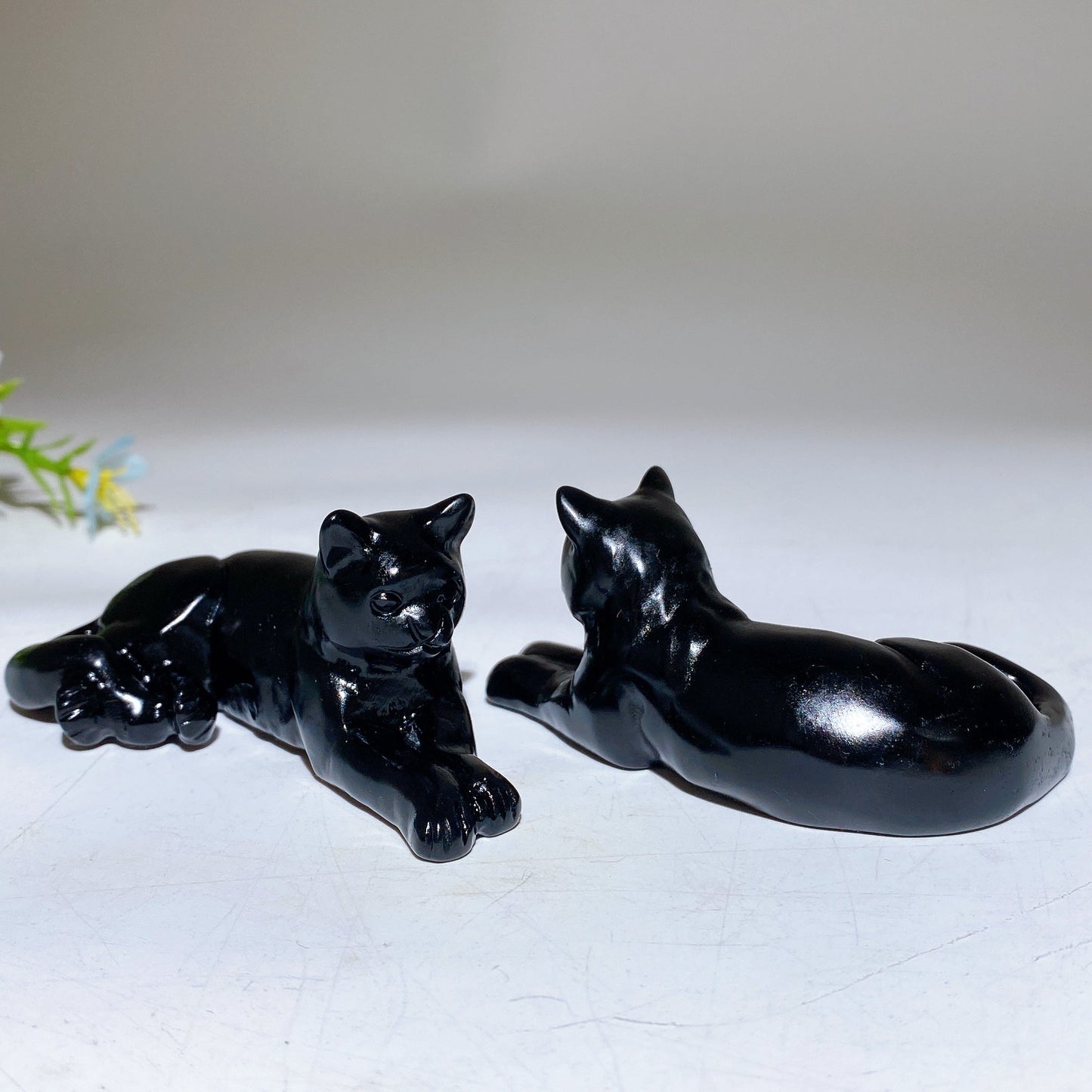 3.0" Black Obsidian Cat Carving Crystal Healing Bulk Wholesale