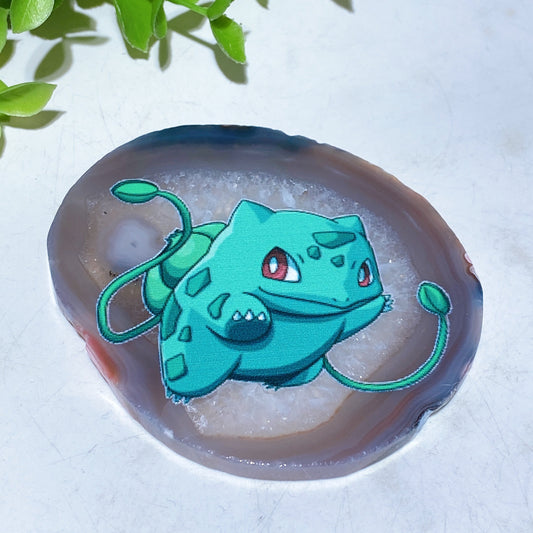 2.8"-3.8" Agate Slab with Pokemon Printing Crystal Healing Bulk Wholesale