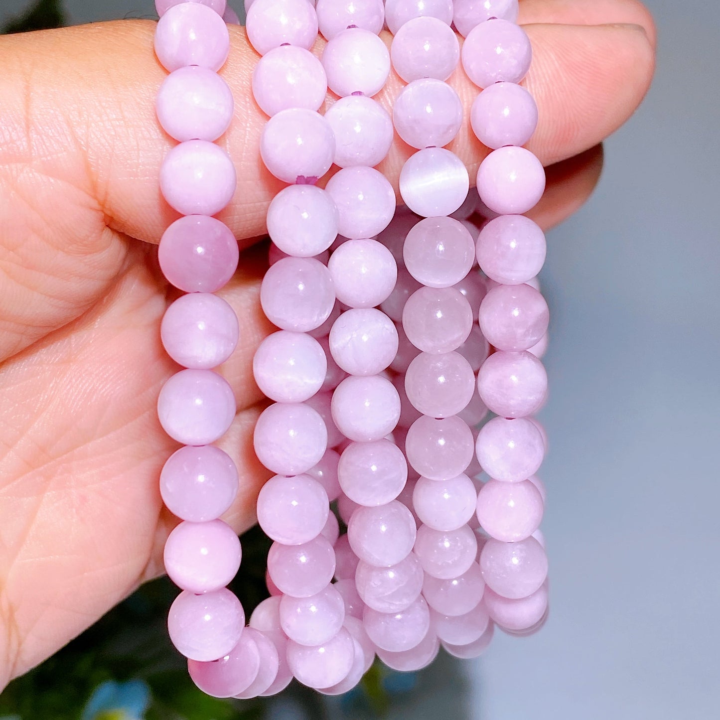 7mm UV Reactive Kunzite Bracelet Crystal Healing Bulk Wholesale