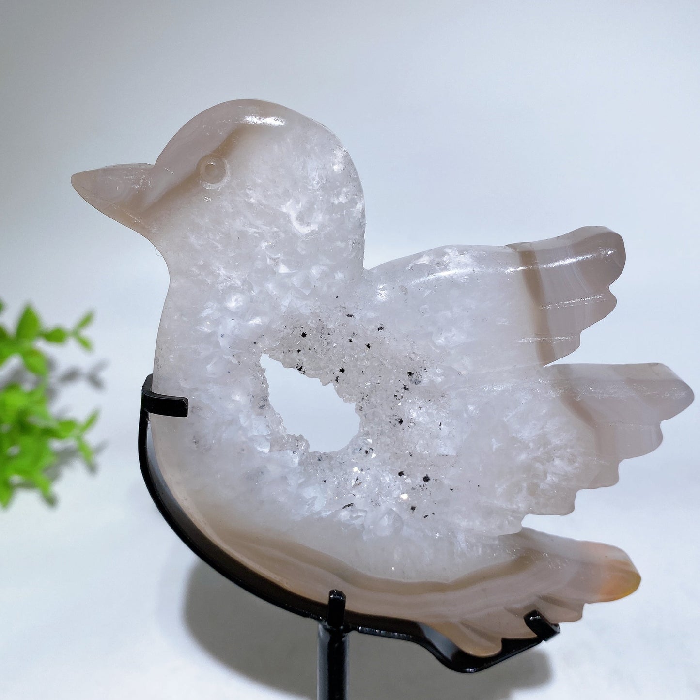 Druzy Agate Bird Carving with Stand Free Form Crystal Healing Bulk Wholesale