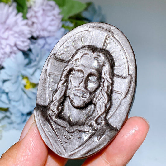 2.1"-2.7" Silver Obsidian Maria Slab Carving Crystal Healing Bulk Wholesale