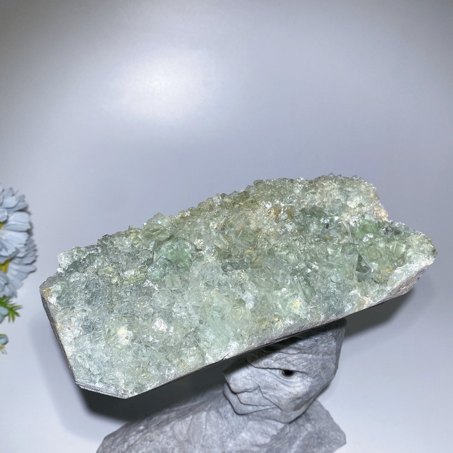 Large Unique Green Quartz Moon Face Carving Crystal Healing Bulk Wholessale