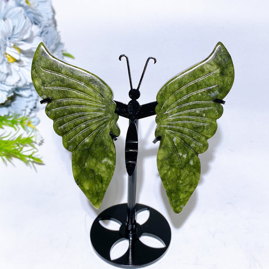 Serpentine Butterfly Wings Carving with Stand Crystal Healing Bulk Wholesale