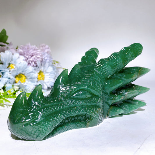 16cm Green Aventurine Dragon Head Carving Crystal Healing Bulk Wholesale