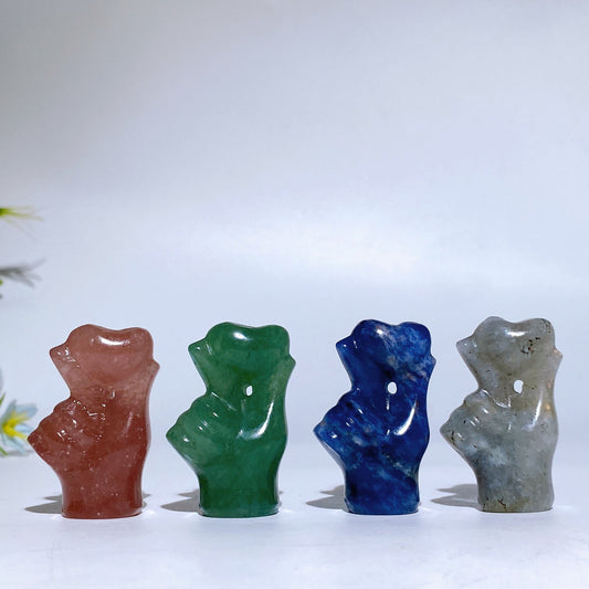 1.7" Crystal Finger Heart Carving Crystal Healing Bulk Wholesale