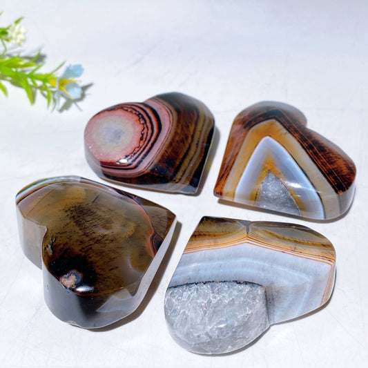 2.0"-2.3" Black Sardonyx Heart Carving Crystal Healing Bulk Wholesale