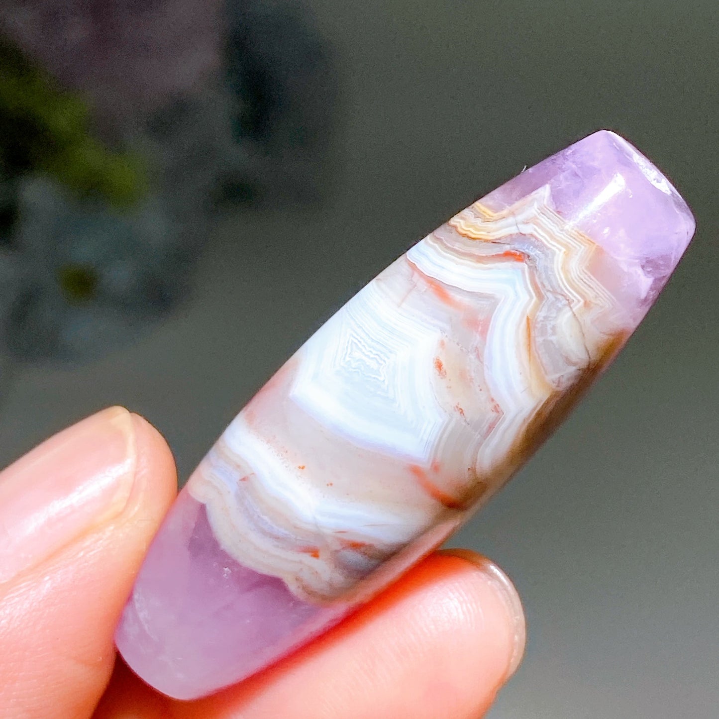 1.7"-2.2" Striped Agate Grow with Amethyst Cylinder Pendant Crystal Healing Bulk Wholesale