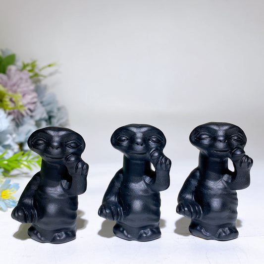 2.4" Black Obsidian Alien Carving Crystal Healing Bulk Wholesale