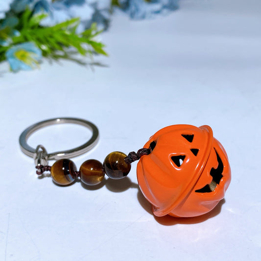 Crystal with Pumpkin Bell Key Chain for Halloween Crystal Healing Bulk Wholesale
