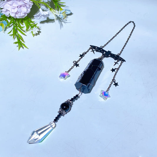 Black Obsidian Point with Bat Decor Suncatcher Crystal Healing Bulk Wholesale