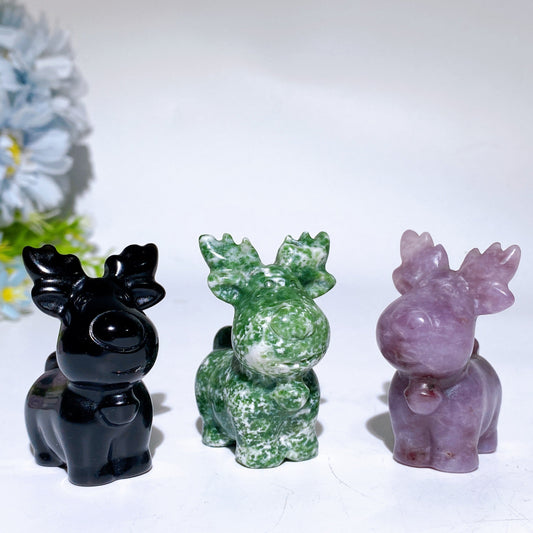 2.1" Crystal Reindeer Carving Crystal Healing Bulk Wholesale