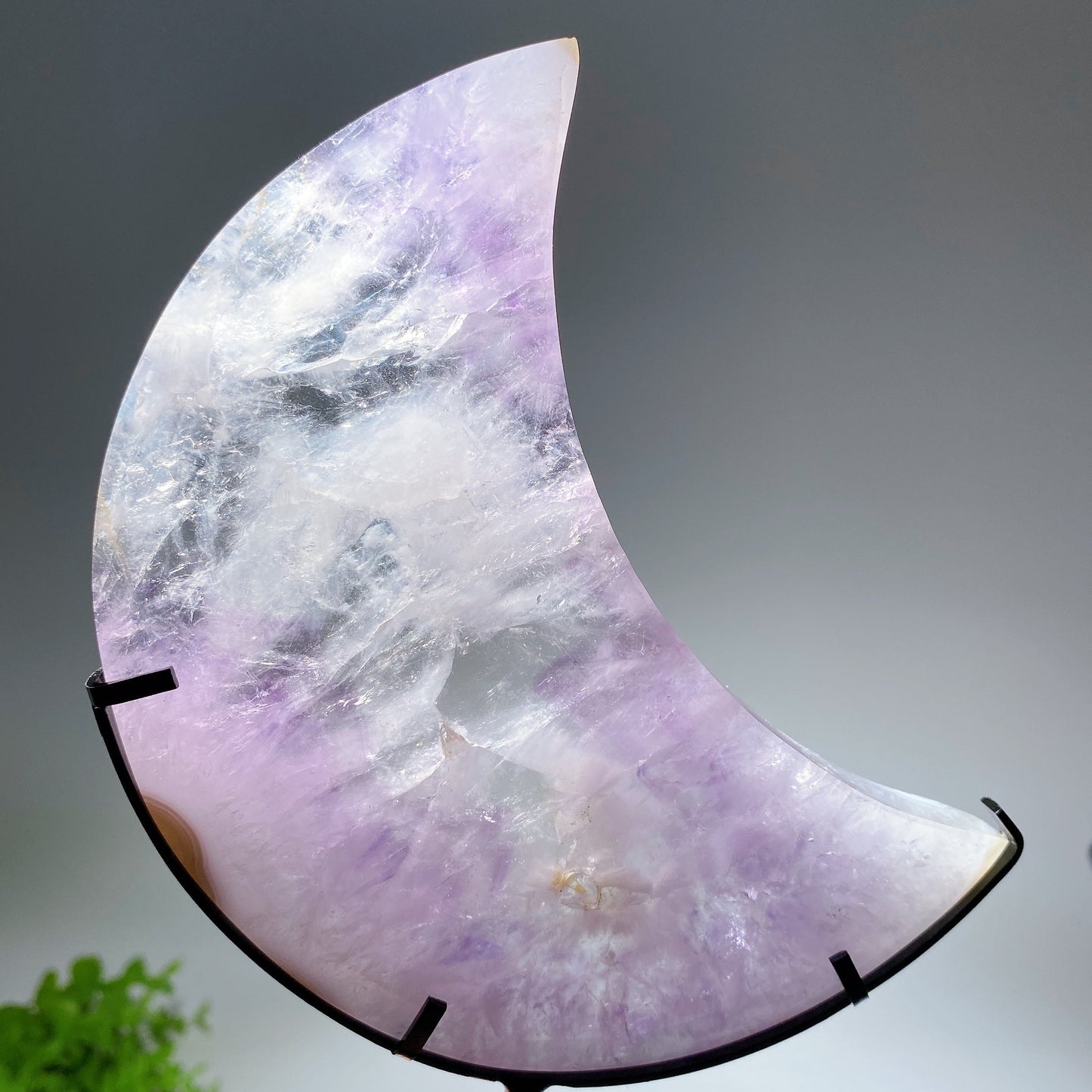 Amethyst Heart Moon Carving with Stand Crystal Healing Bulk Wholesale