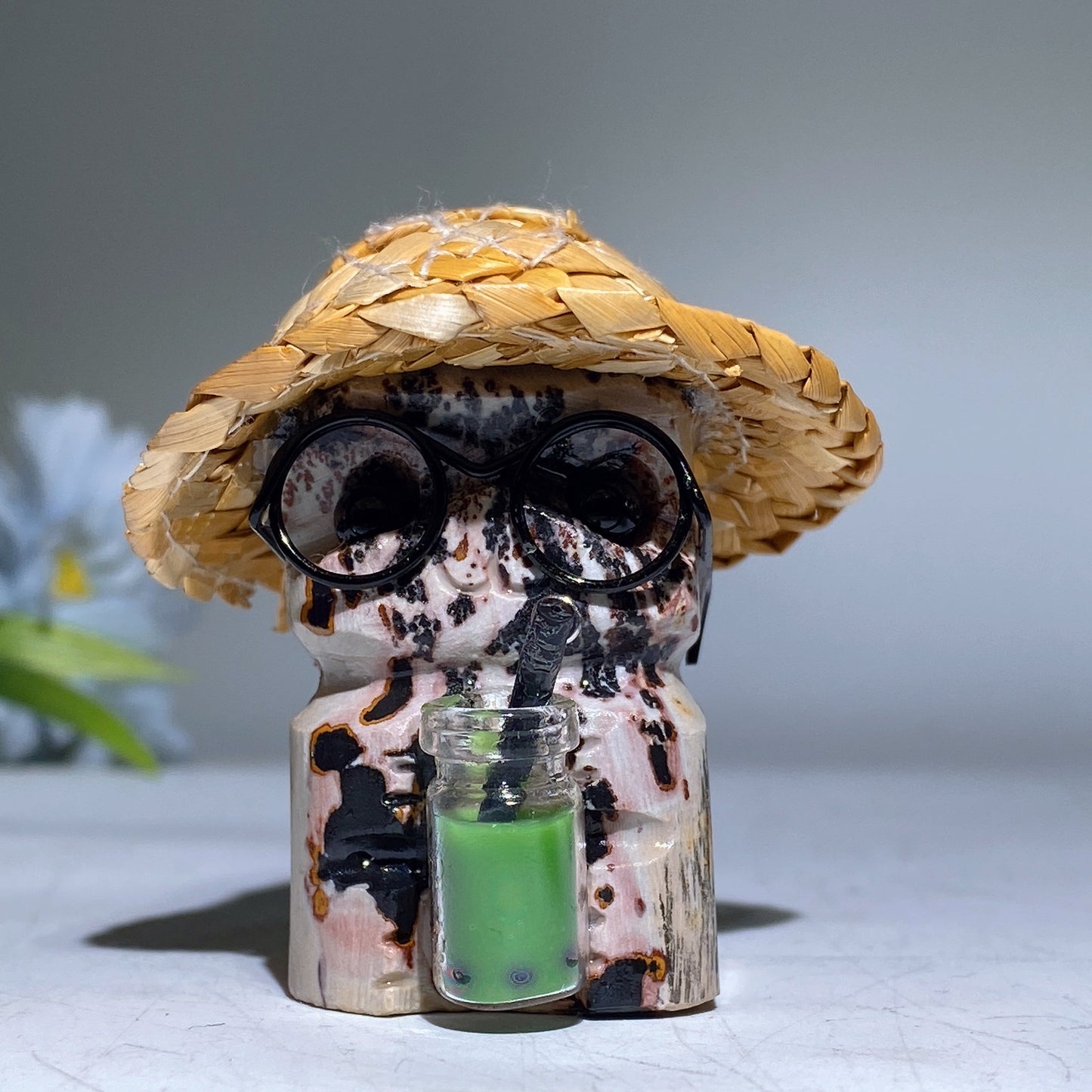 Raw Crystal Child Carving with Straw Hat Crystal Healing Bulk Wholesale