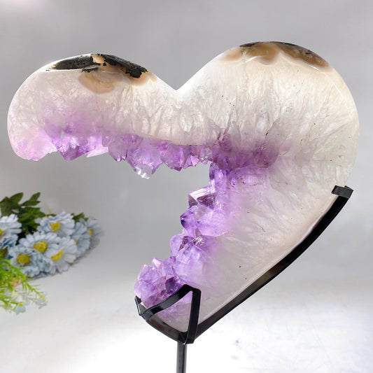 Large Unique Amethyst Cluster Angel's Heart Specimen with Stand Crystal Healing Bulk Wholesale