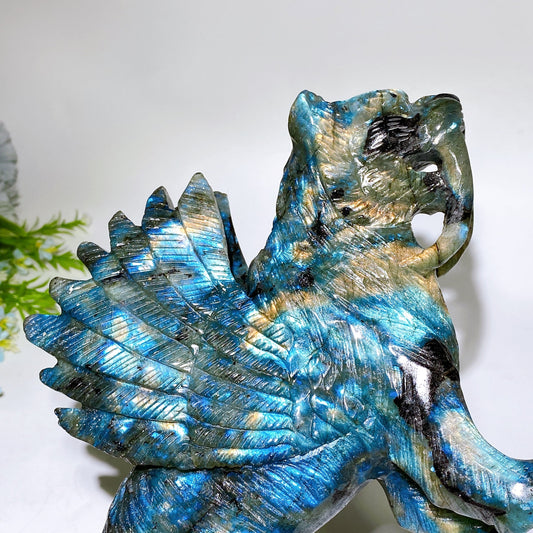 28cm Large Unique Labradorite Smilodon with Wings Carving Crystal Healing Bulk Wholesale