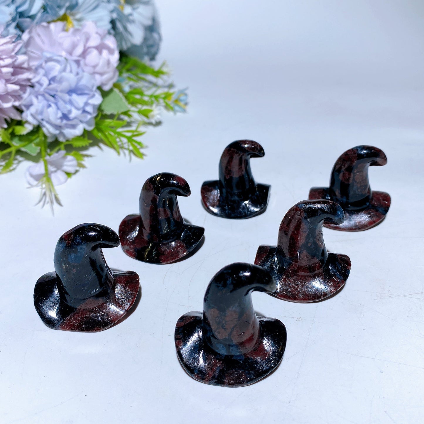 1.3" Astrophylite Grorw with Garnet Witch's Hat Carving Crystal Healing Bulk Wholesale