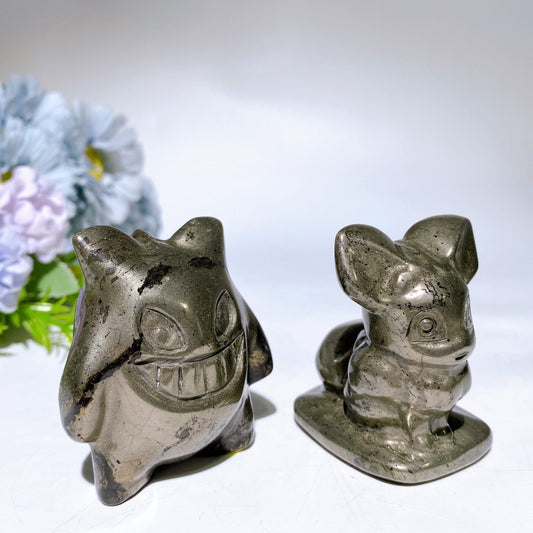 2.3" Pyrite Pokemon Gengar Evee Carving Crystal Healing Bulk Wholesale