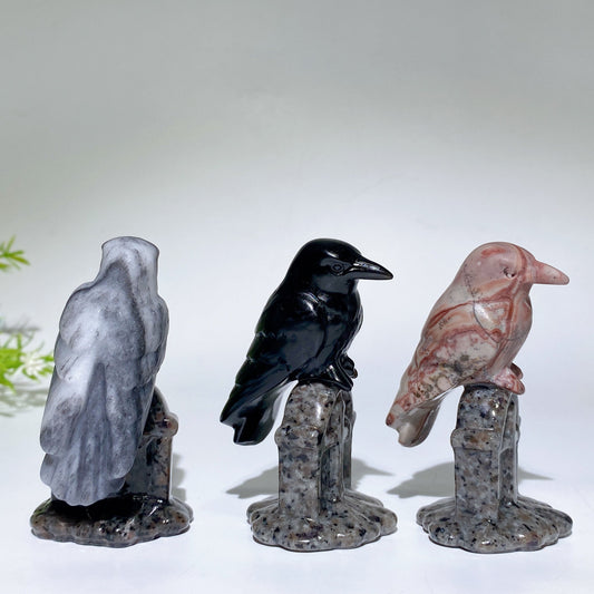 3.1" Crystal Raven on Yooperlite Tombstone Carving Crystal Healing Bulk Wholesale
