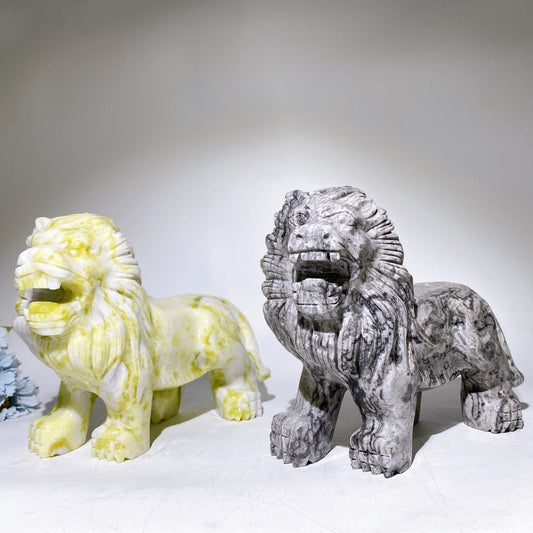 20cm Serpentine Picasso Stone Lion Carving Crystal Healing Bulk Wholesale
