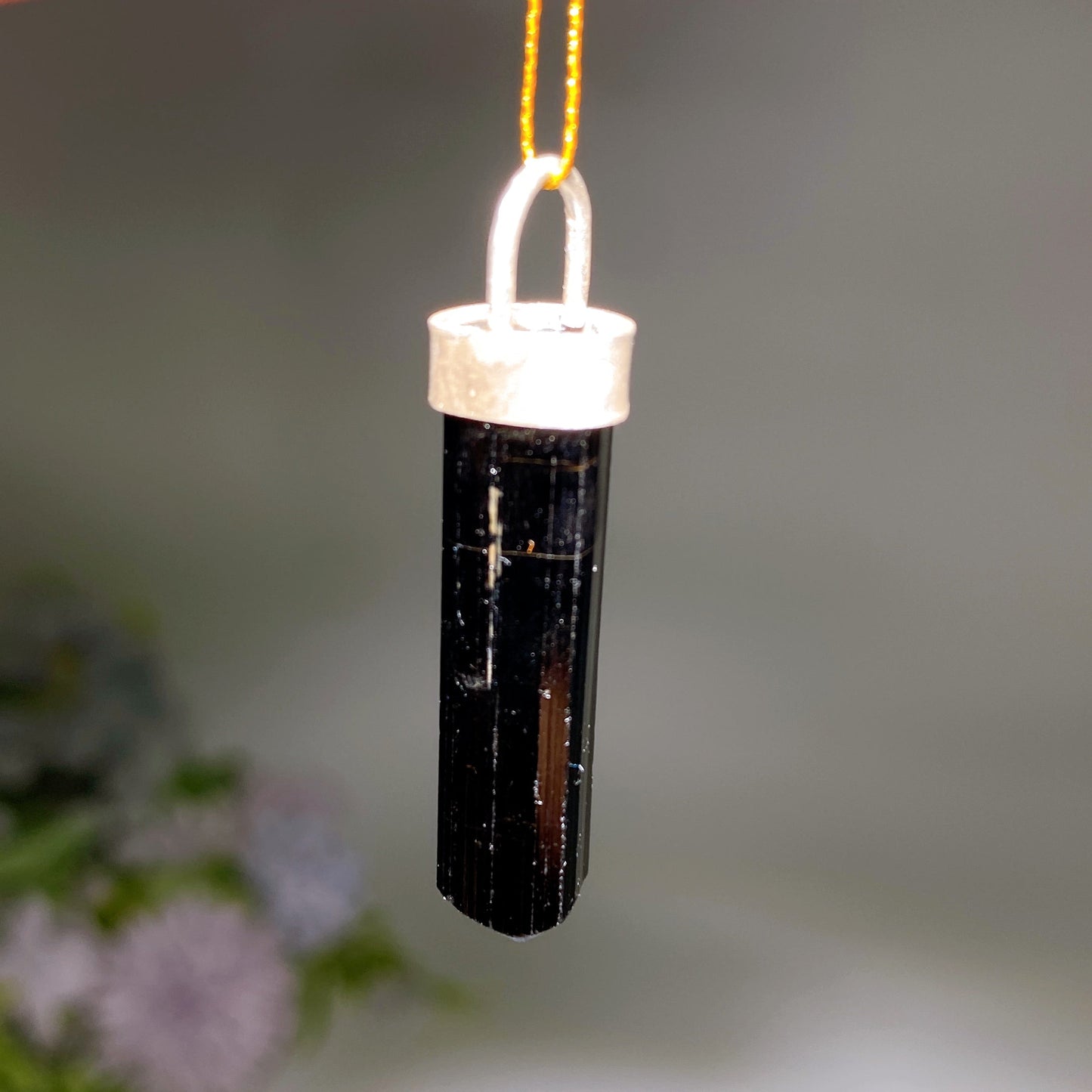 Sterling Silver Black Tourmaline Stick Pendant Crystal healing Bulk WHolesale
