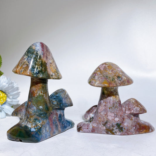 3.0"-4.0" Ocean Jasper Mushroom Carving Crystal Healing Bulk Wholesale