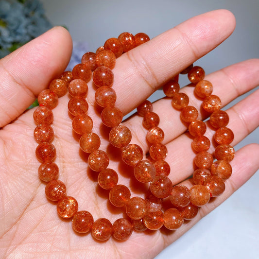 7.8-8mm High Grade Golden Sunstone Bracelet Crystal Healing Bulk Wholesale