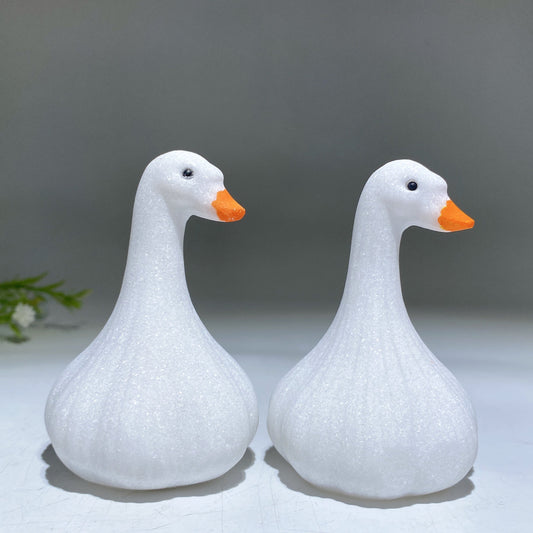 3.1" White Jade Garlic Swan Carving Crystal Healing Bulk Wholesale