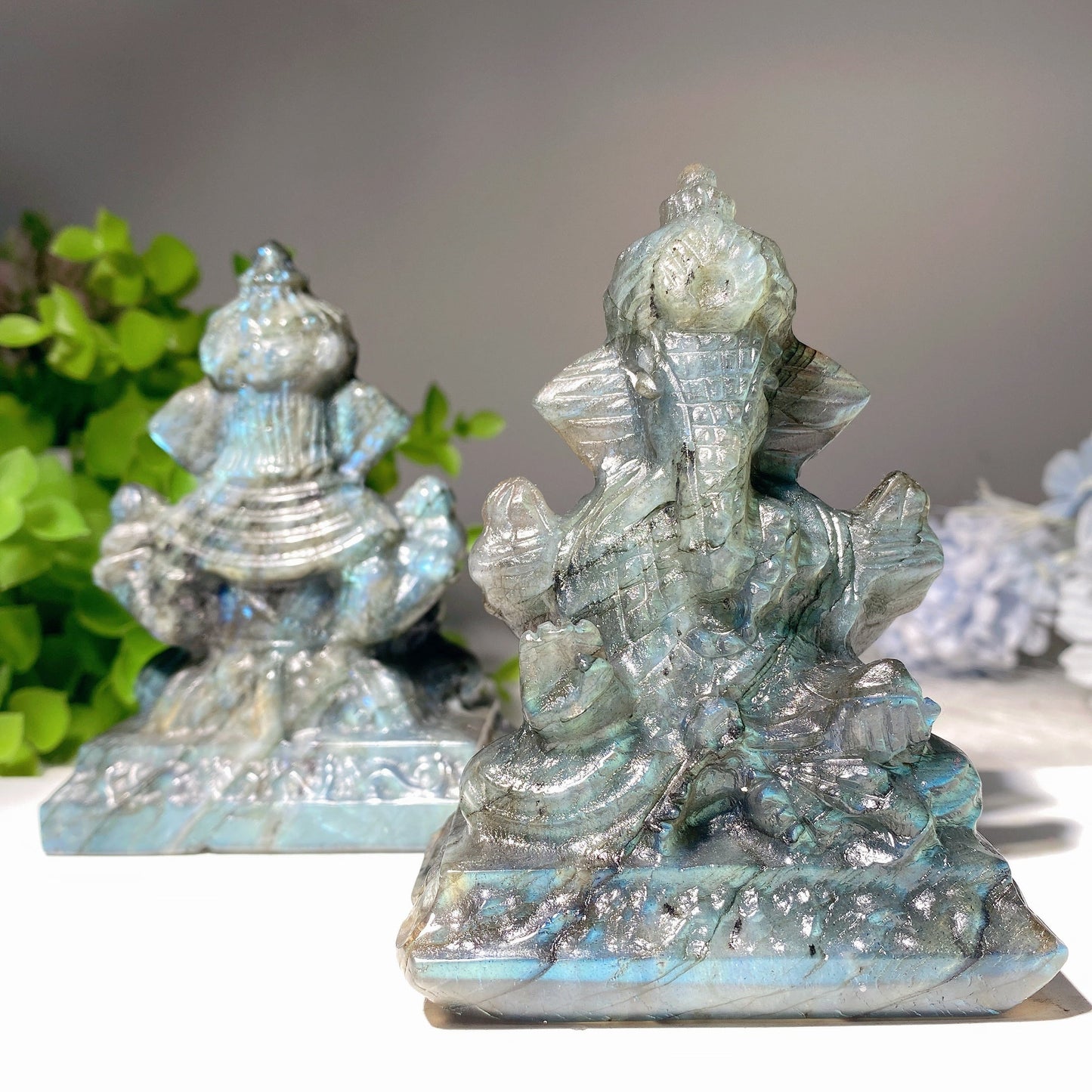4.0" Labradorite Ganesha Carvings Bulk Wholesale