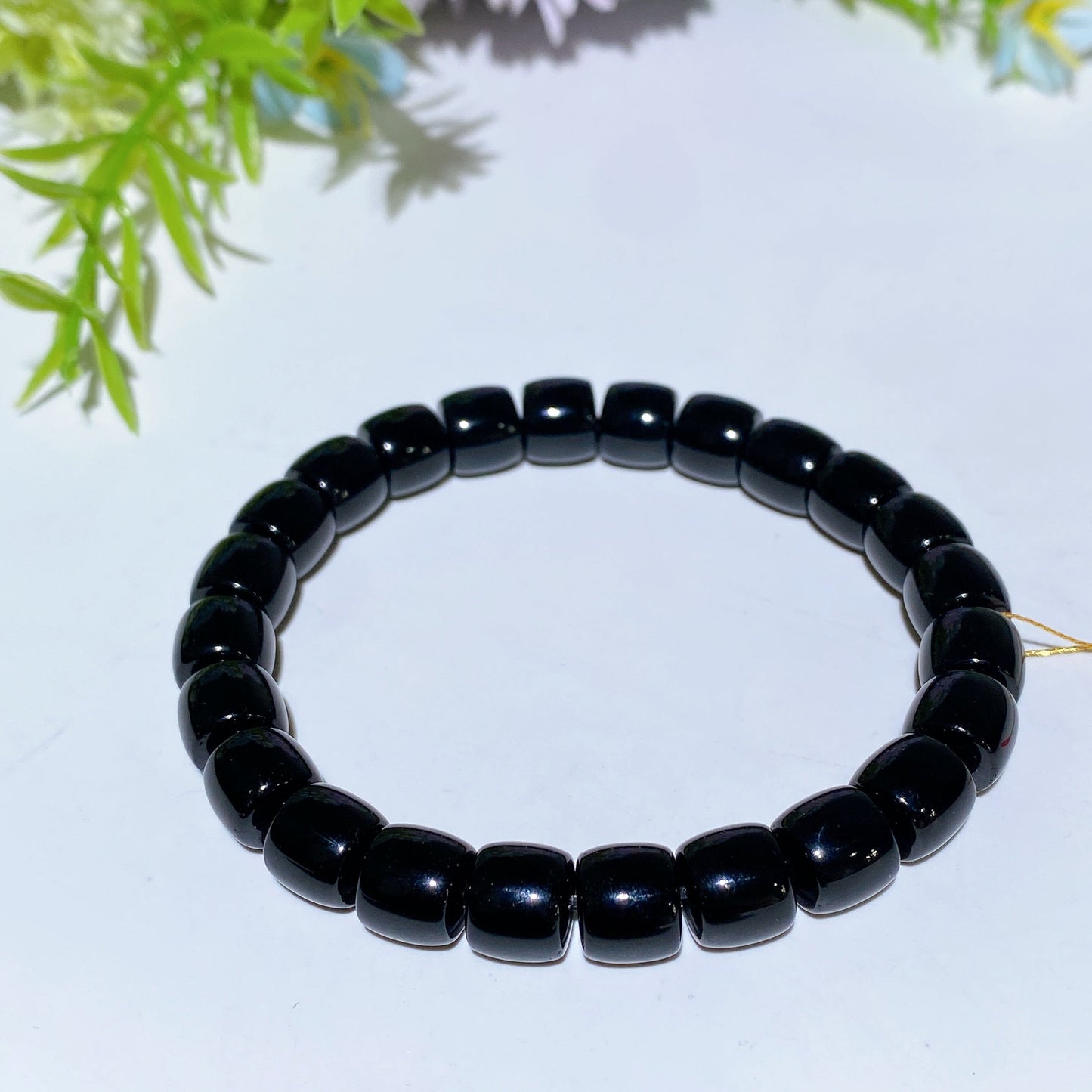8.5mm Black Onyx Pumpkin Bracelet Crystal Healing Bulk Wholesale